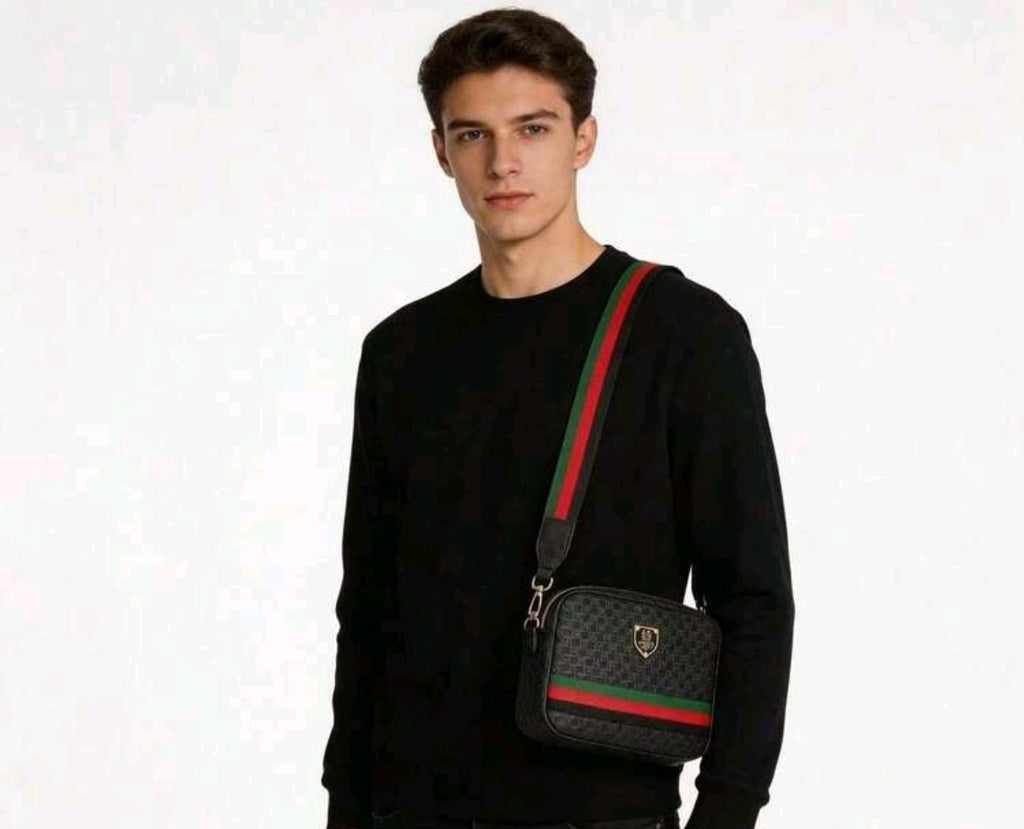 Men's Stylish Crossbody Bag, Fashionable Versatile One Shoulder Bag, Woven Bird Nest Pattern Messenger Bag, British Style Commuter Bag For Men, Large Capacity Lightweight Outdoor Phone Bag, Wide Strap Design With Adjustable Length, Classic All-Season Vers