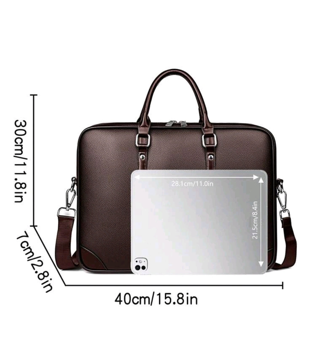 saroxi Men's Briefcase Crossbody Bag With Hand Carry Handle, Classic Large Capacity Laptop Bag For Documents And Office Supplies, Business Commute Style, PU Minimalist Design, Gift For Men