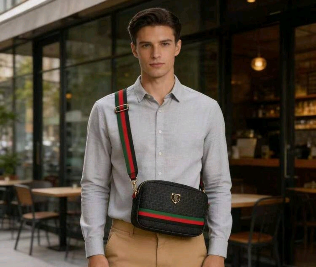 Men's Stylish Crossbody Bag, Fashionable Versatile One Shoulder Bag, Woven Bird Nest Pattern Messenger Bag, British Style Commuter Bag For Men, Large Capacity Lightweight Outdoor Phone Bag, Wide Strap Design With Adjustable Length, Classic All-Season Vers
